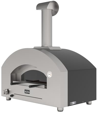 Alfa Pizzaofen Futuro 2 Pizze Hybrid Silber-Schwarz ohne Unterbau