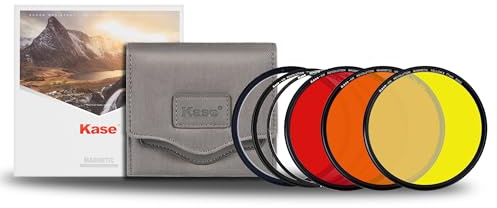 Kase Wolverine Revolution Black & White Filter Kit Magnetic Shockproof Tempered Optical Glass Yellow #8, Orange #21, Red #25 & Case (77mm)