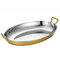 Español Paellera, Acero Inoxidable 304 Sartén Antiadherente Con Asas Remachadas, Oval Marisco Plato Para Langosta Para Camping Y Recolección, 40cm,Gold