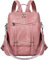 Leathario Rucksakck Damen Wasserdicht,Veganes Leder Cityrucksack,Rucksackhandtasche Mittelgroß, Diebstahlsich Tagesrucksack für Büro,Pendeln,Arbeit,Leicht Elegant Backpack Women Groß für Reise,Pink