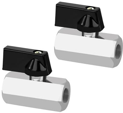 Robinet à Tournant Sphérique en Laiton, 2 Pièces Compresseur D'air Robinet à Tournant Sphérique 1/8 Femelle x 1/8 Femelle, Vanne d'arrêt pour Gaz, Eau, Pétrole