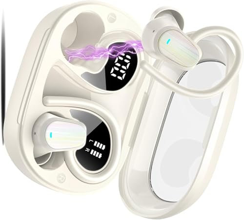 OYIB Cuffie Bluetooth Sport, 2025 Auricolari Bluetooth 5.4 con 3D Stereo HiFi, 50Ore Cuffie Wireless In Ear CVC 8.0 Cancellazione Rumore, IP7 Impermeabile Cuffiette, Cuffie Senza Fili per Sport Bianco