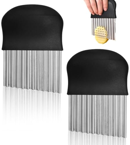 Pack of 2 Corrugated Cutter, Corrugated Knife, Wave Cutter, Stainless Steel Corrugated Knife for Vegetables and Fruit