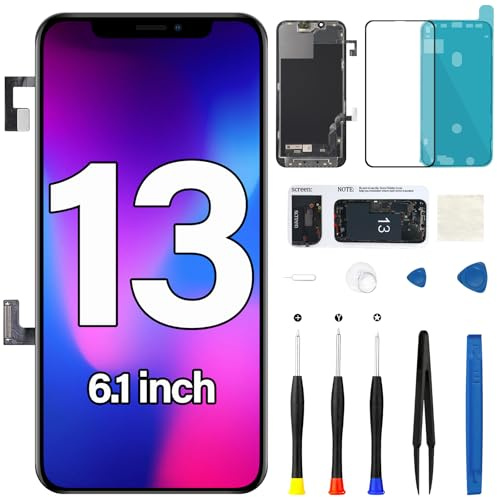 MrR.OMW Kit de remplacement d'écran pour iPhone 13 avec câble flexible pour écouteurs | Capteur de proximité 3D tactile LCD écran numériseur A2631 A2633 A2634 A2635 A2482 6,1