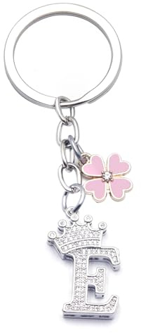 Porte-clés pour Femme Fille avec Lettre Initiale, Alphabet Pendentif Initiale en Crista, Porte clés avec Pendentif Amour et Pampille, Idee Cadeau D'Anniversaire pour Femme Sœur Maman Couple Amie