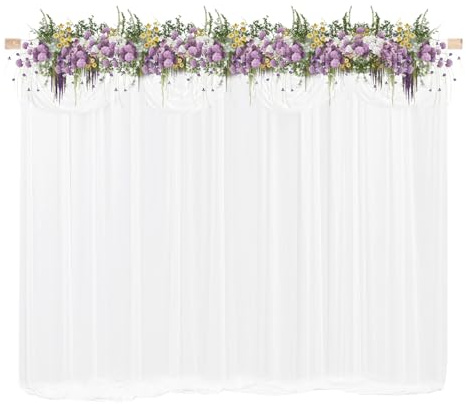 3x3 m Weißer Vorhang für Kulissen, Hochzeit Hintergrund Vorhang, 68DD EIS Seide Fotowand Hintergrund Fotografie Vorhänge, Party Hintergrund Weiß Deko für Hochzeit, Geburtstag, Baby Dusche, Taufe