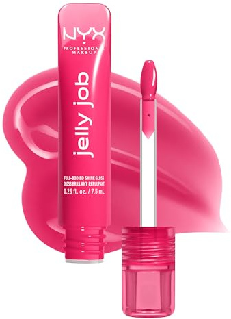 NYX Professional Makeup Lip Gloss, Plumping Peptide Formula, Juicy Jelly | High-Shine Plumping Lip Gloss with Peptide Complex & Cherry Oil for Glassy, Non-Sticky Volume