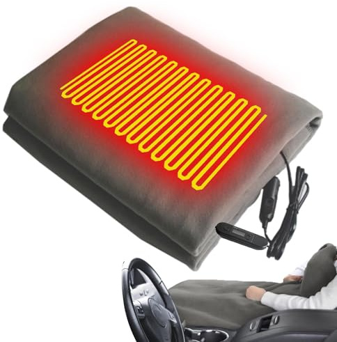 Car Heated Blanket – Brushed Fleece 100x70cm | Heated Car Blanket | 12-Volt Heating Blankets with Quick Warming Action for Winter Travel, Road Trips, Camping, and Daily Use