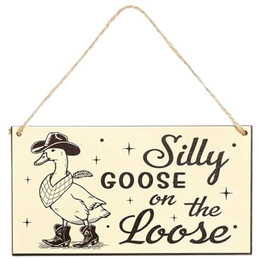 ZEPFJHE Lustiges Warnschild aus Holz, handgefertigt, Kiefernschutzgans, Schild für Hof, Veranda, sonnenbeständig, Garten