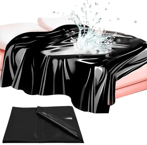 KUMSODE Telo Impermeabile Letto, Copriletto da Gioco in plastica Nera Impermeabile in PVC, per Evitare Che Il Materasso Si bagni,Biancheria da letto per coppie,200cmx210cm