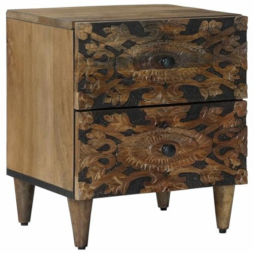 vidaXL Nachttisch Braun 40 x 33,5 x 46 cm Massivholz Mango, Wohnzimmer, rechteckiger Mangoholztisch, Kleiner Nachttisch, Holz-Bettkonsole, kompakter Schrank, Stauraum-Möbel
