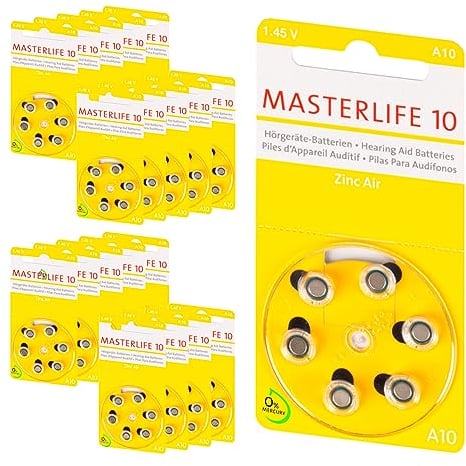 MASTERLIFE HÖRGERÄTE BATTERIEN Typ 10 PR70 gelb A10 Batterie (120)