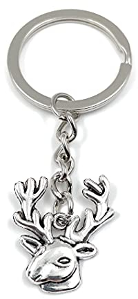 Onwomania - Hirsch kopf Reh Elch Geweih Trophäe Schlüsselanhänger - Metall Glücksbringer ideal als Geschenk z.B. für den besten Freund, die beste Freundin, Mama - Für Männer, Frauen & Kinder