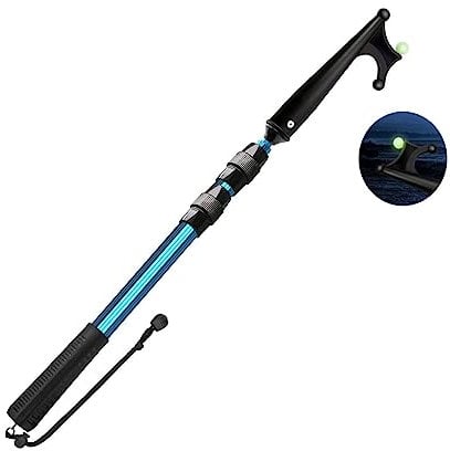 SAN LIKE Boat Hooks for Docking Extension Pole Hook Telescopic Boat Pole with Luminous Bead, Lightweight Floating, Non-Slip Rubber Handle, Durable & Rust-Resistant