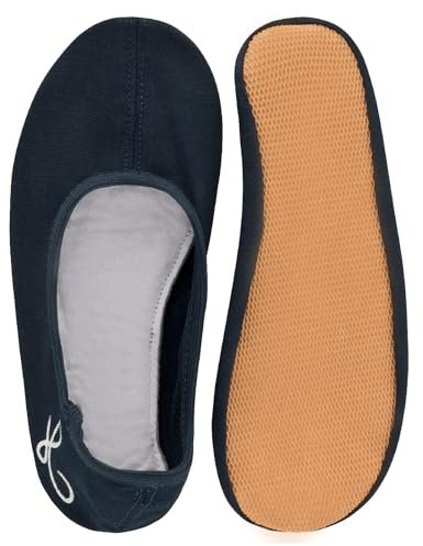 Siegertreppchen Gymnastikschuhe Stoff (Größe 27) Blau Turnschläppchen für Mädchen & Jungen - Ballettschuhe atmungsaktiv & rutschfest – Schläppchen – Ballerinas