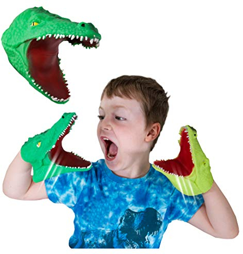 Snap Attack - Deluxebase Krokodilpuppen für Kinder, Krokodilhandpuppen, elastisches Spielzeug, ideal für ADHS und Autismus, Krokodilspielzeug für Jungen und Mädchen.