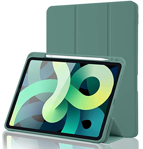 Custodia Cover per iPad Air 7 11 Pollici 2025 M3/Air 6 2024 M2/5/4 2022 2020 10,9 con Portapenne, Smart Magnetica Trifold, Antiurto, Supporta Pencil 2 Gen, Auto Sveglia/Sonno, Verde Pino