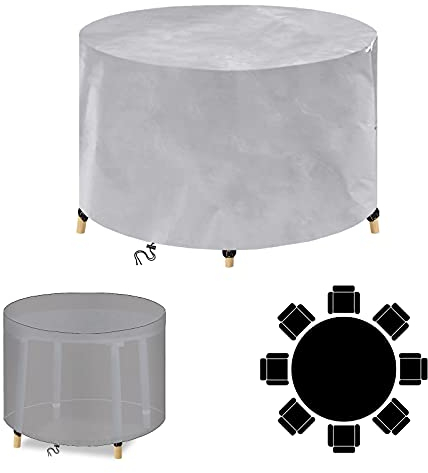 WXQOZLY Gartenmöbel Abdeckung,90x90cm Rund Schutzhülle für Gartentisch，Abdeckhaube Schutzhülle Abdeckplane für Gartenmöbel,420D Oxford Gewebe Wasserdicht, Winddicht,UV-Beständiges-Silber