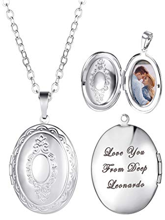 U7 Custom Oval Medaillons für Damen Vintage Medaillon zum Öffnen für Bilder Foto Halskette Personalisiert Anhänger Amulett Souvenir Erinnerung Kettenanhänger Charm Schmuck für Herren Frauen