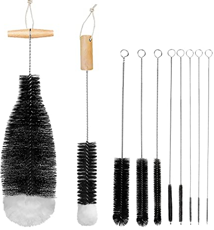 Diwoker Flaschenbürste für Glasflaschen Flaschenreiniger, 10 STK Reinigungsbürste Reinigung Flaschenreiniger für Glaskaraffe,Trinkflaschen,Babyflaschen,Sodaflaschen (Schwarz 10 Stück)
