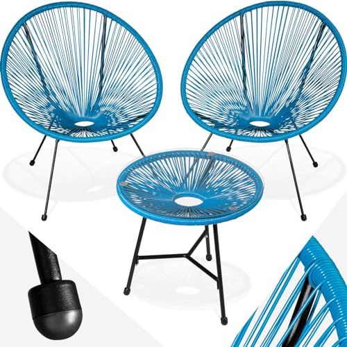 TecTake® Ensemble Table et Chaises Acapulco Salon de Jardin Exterieur Table de Bistrot Bar, Structure en Acier lâqué époxy, Mobilier de Jardin Amenagement Balcon Terrasse