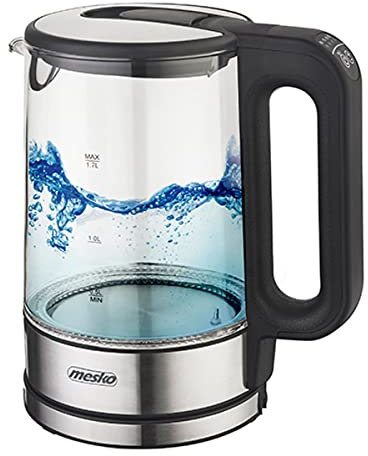 ADLER Mesko Kessel 1,7 l, LED-Beleuchtung, Trockengehschutz, Schwarz