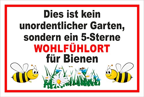 Melis-Folienwerkstatt Schild Bienen-Wiese Bienen-weide Wohlfühl-Ort 30x20cm - 3mm Aluverbund – 20 VAR S00359-237-B