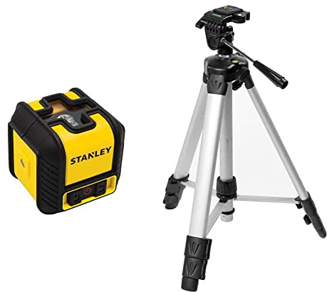 STANLEY Cubix Cross Line Red Beam Laser STHT77498-1 & 177201 Camera Tripod With Tilting Head