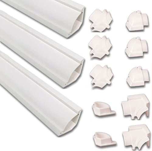 MLYYJH Kabelkanal Kabelschlauch Kabelmanagement Großes weißes PVC Kabelabdeckungs-Kit Ecke, 3M lang, überstreichbar, wasserfest, selbstklebend Raceway-Kabel-Organizer, Ausstellungen