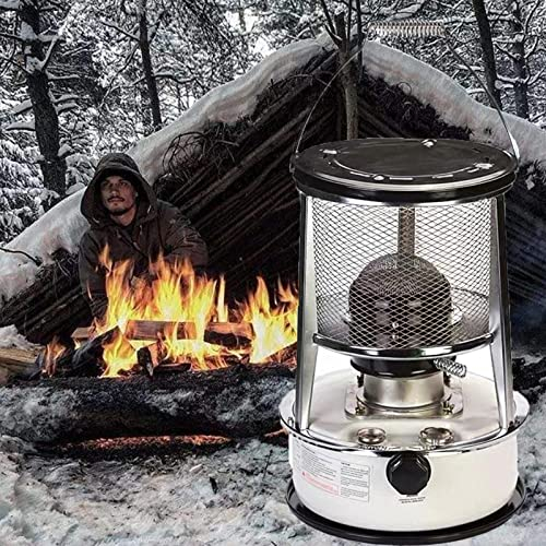 Petroleumofen für Innenräume, Petroleum Heizung Heizer mit Umfallschutz, Tragbarer Effizienter Petroleumheizung Innen mit 2Docht, für Outdoor Camping Barbecue,White6L