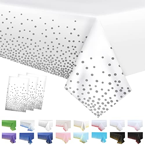 3 Stück Tischdecke Rechteckig Weiß Weihnachten Party Tischdecke,Punkte 137*274cm Tischdecke Papierrolle Einweg Tischdecke aus Kunststoff,Wasserdichte Ölbeständig Tischdecken für,Picknick,Geburtstags