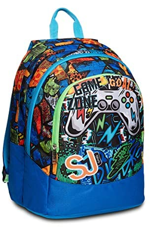 Sj Gang Maxi Fantabulous Rucksack mit zwei Fächern, Blau,Schule & Freizeit+SEVEN Schultrolley für Kinder;Trolley für Schulranzen und Rucksäcke von Seven & SJ, Einfach zum Ziehen für Mädchen und Jungen