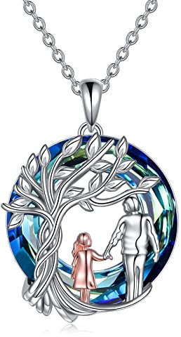POPLYKE Daughter Necklace from Dad Sterling Silver Crystal Tree of Life Jewelry Gifts for Daughter (crystal)