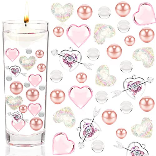 Wasserperlen Durchsichtig Valentinstag Deko Wasserperlen Für Pflanzen In Vase Rosa Liebe Hydroperlen Transparent Wasserperle Gelkugeln für Floating Candles Valentinstag Weihnachtsdeko (6048pcs-D)