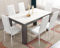 Blisswood Dining Table Set, Dining Table And Chair Set, Pu Leather Dining Room Chairs and 17mm Thick Table Top Long Modern Dining Table Set (White Marble/Grey Dining Table and 6 White Chairs)