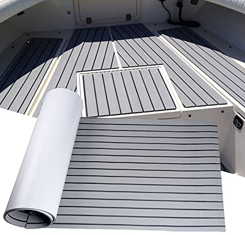 MIJOBS Grau und Schwarz Eva Teak Selbstklebend Deck Boot Selbstklebend rutschfeste Matte Marinedeck für Boote Yacht Marine selbstklebend Schaumboot Yachtboden