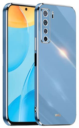 EASSGU Galvanisierter Rahmen Handyhülle für Huawei P40 Lite 5G (6.5 Inches), Weiche TPU Silikon Schutzhülle - Navy Blau