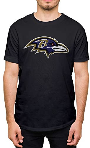 Hybrid Sports NFL – Distressed Team Logo – Offiziell lizenziertes kurzärmeliges Fan-T-Shirt für Erwachsene für Damen und Herren, Baltimore Ravens - Schwarz, 3XL