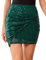 Kate Kasin Mini Rock Grün Pailletten Rock Kurz mit Lined High Waist Glitzer Rock Festival Outfit für Fasching Gekauft