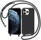 AOMYKE Handyhülle für iPhone 11 Pro Hülle mit Band, Handyband iPhone 11 Pro Hülle zum Umhängen Schutzhülle mit Kette Kordel Weich TPU Liquid Silikon Case, Schwarz