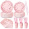 Nkaiso 120 Piezas Rosa y Rosaoro Vajilla Fiesta Cumpleaños, Platos y Vaso Cumpleaños Infantil, Juego de vajilla Fiestas Platos Desechable Servilletas para Party Decoración Baby Shower -24 Invitado