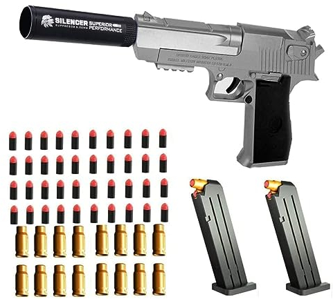 Toy gun with soft bullets Age 14+, toy gun with ejectable magazine and bullets - 1:1 size toy gun with magazine for safety training or play - unique gift