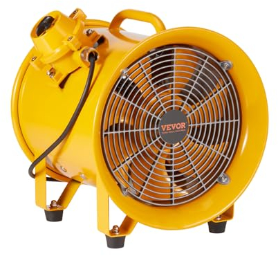 VEVOR Bauventilator 350-W-AC-Motor Baugebläse 2850 U/min Baulüfter Gebläse 916 L/s (1942 CFM) Axiallüfter 3 m Netzkabel Axialgebläse 66 dB Geräuschpegel Industrielüfter IP44