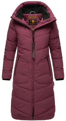 MARIKOO Damen langer Wintermantel Steppmantel mit Schlüsselanhänger Benikoo XS-5XL