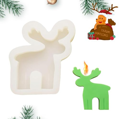 Silikonform Weihnachten Elch, silikonform rentier, Kerzenformen Zum Gießen Weihnachten Für Handgemachte Seifen, Kerzen, Backformen, Innendekoration