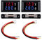 Confezione da 2 amperometro digitale a LED da 0,28, ampermetri: DC 0 – 100 V, 50 A, voltmetro con shunt, doppio indicatore di colore rosso e blu, rilevatore di tensione Ampere, multimetro, tester di