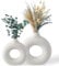 BASVII Kleine Weiße Vase für Pampasgras - Boho Keramik Blumenvase Modern, Zimmer Aesthetic - Donut Vase Rund für Wohnzimmer, Flur, Fensterbank, Esstisch (S+M)