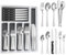 Juego de cubiertos de 53 piezas para 8 personas con organizador de cajones de cubiertos, juego de cubiertos de acero inoxidable con cuchillos de carne, incluye cucharas y tenedores y utensilios para