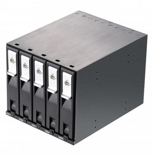 5 Bay Hard Drive Enclosure, 5 Bay HDD Enclosure for 3.5 SATA HDD/SSDs, Gaming-focused External Hard Drive Caddy with 80mm Fan, External Hard Drive Enclosure for Home & Office Storage
