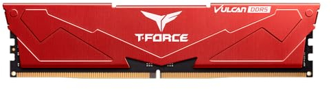 TeamGroup T-Force Vulcan FLRD532G6000HC38A01 Vulcan CL38 Aluminium-Metall-Kühlkörper DDR5 Desktop-Gaming-Speicher/RAM mit verbesserter Wärmeableitung, unterstützt Intel XMP 3.0 / AMD Expo (rot)